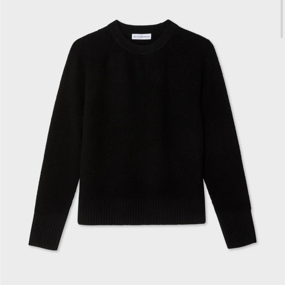 White and Warren Waffle Cashmere sweater in black sz small. Brand new